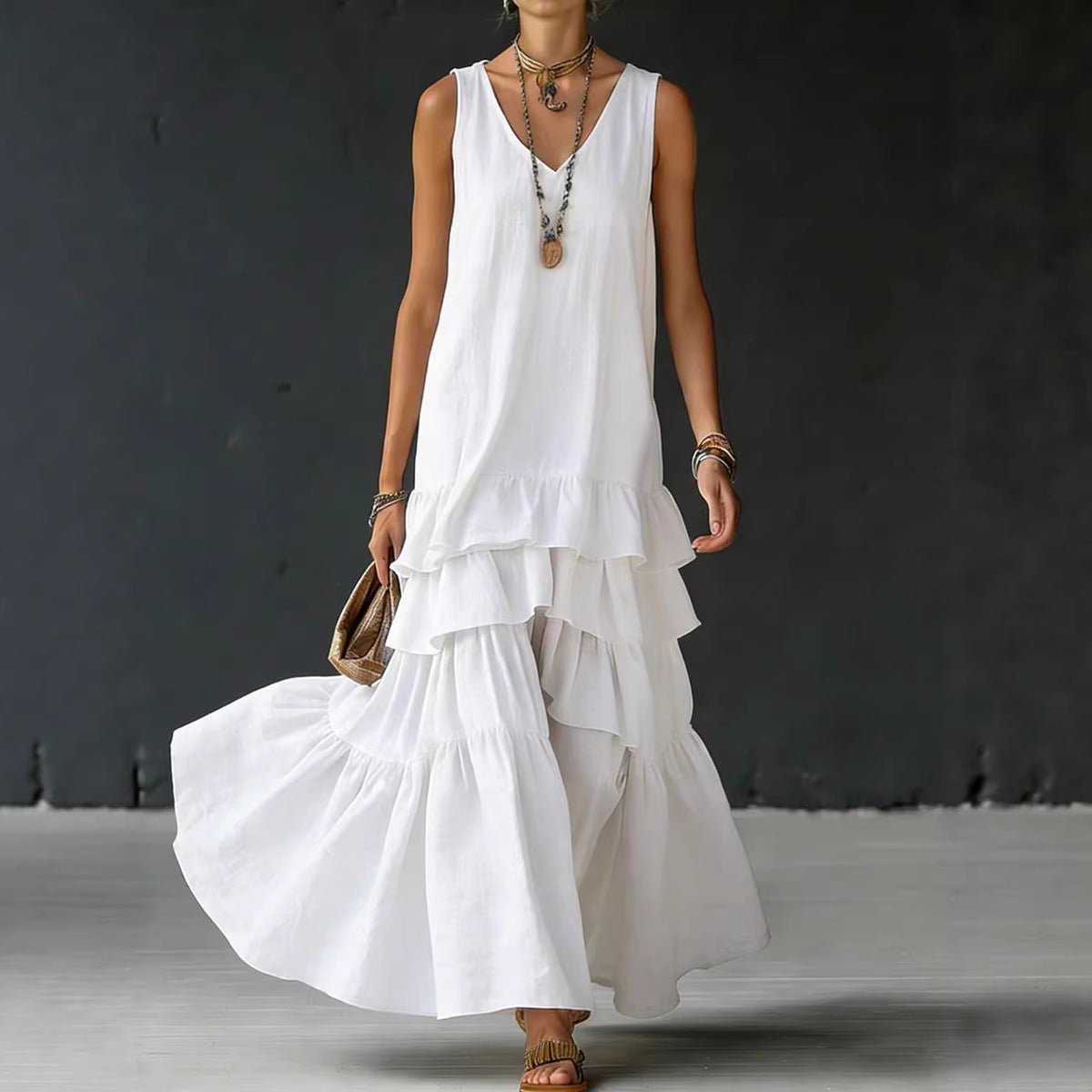 Women's Ice Silk Sleeveless Loose Maxi Dress – 6 Colors S–5XL - Che Cose Belle