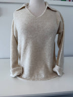 Women's Jersey Llanes V - neck Collared Sweater - Che Cose Belle