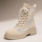 Women's Lace-Up Mesh Cutout Ankle Boots - Che Cose Belle