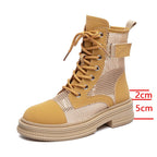 Women's Lace-Up Mesh Cutout Ankle Boots - Che Cose Belle