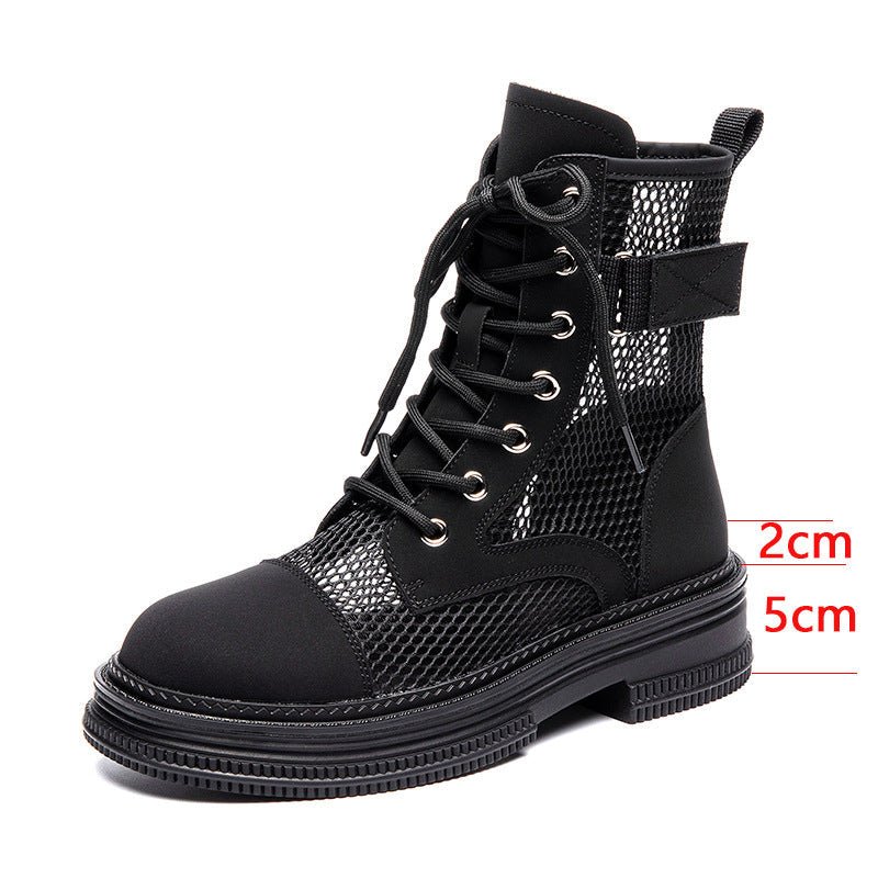 Women's Lace-Up Mesh Cutout Ankle Boots - Che Cose Belle