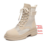Women's Lace-Up Mesh Cutout Ankle Boots - Che Cose Belle
