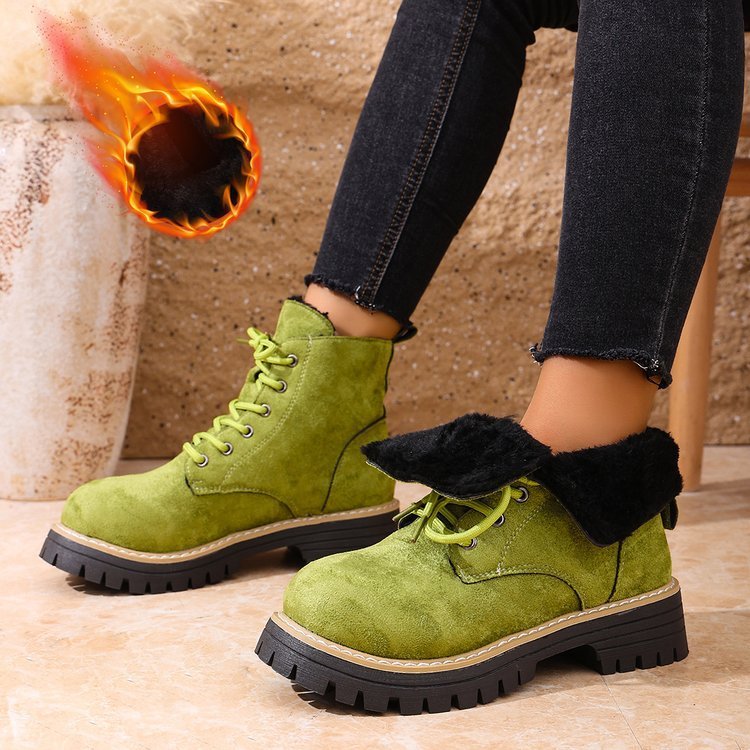 Women’s Lace - Up Suede Fleece - Lined Ankle Boots | Cozy Winter Boots - Che Cose Belle