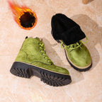 Women’s Lace - Up Suede Fleece - Lined Ankle Boots | Cozy Winter Boots - Che Cose Belle
