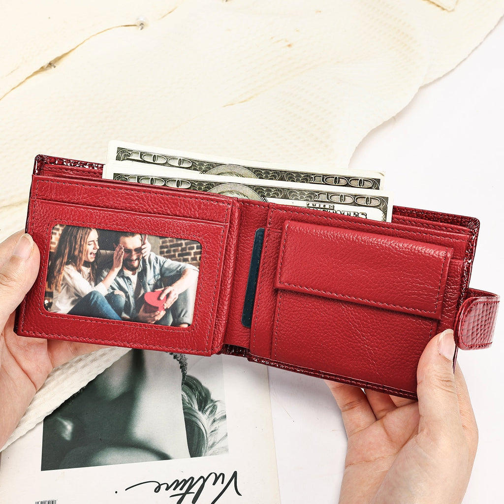 Women's Leather Short Multiple Slots Handmade Large Coin Purses - Che Cose Belle