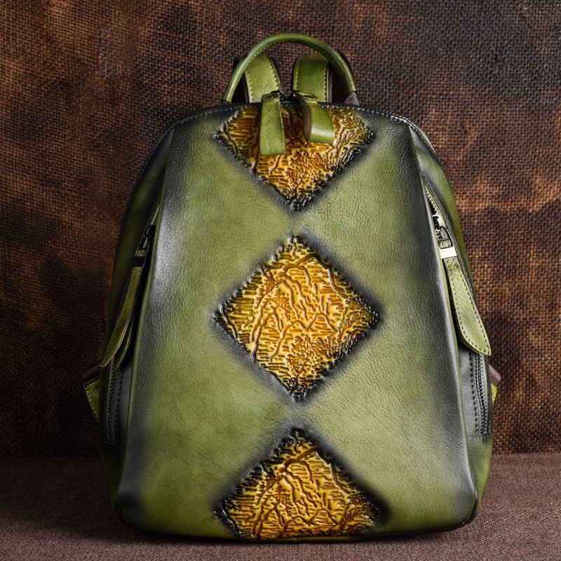 Women's Live Retro Leather Tree High Large Backpacks - Che Cose Belle
