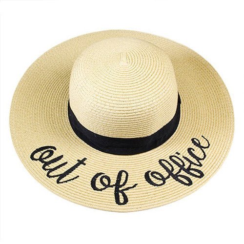 Women's "Out of Office" Embroidery Straw Hat Floppy Sun - Che Cose Belle