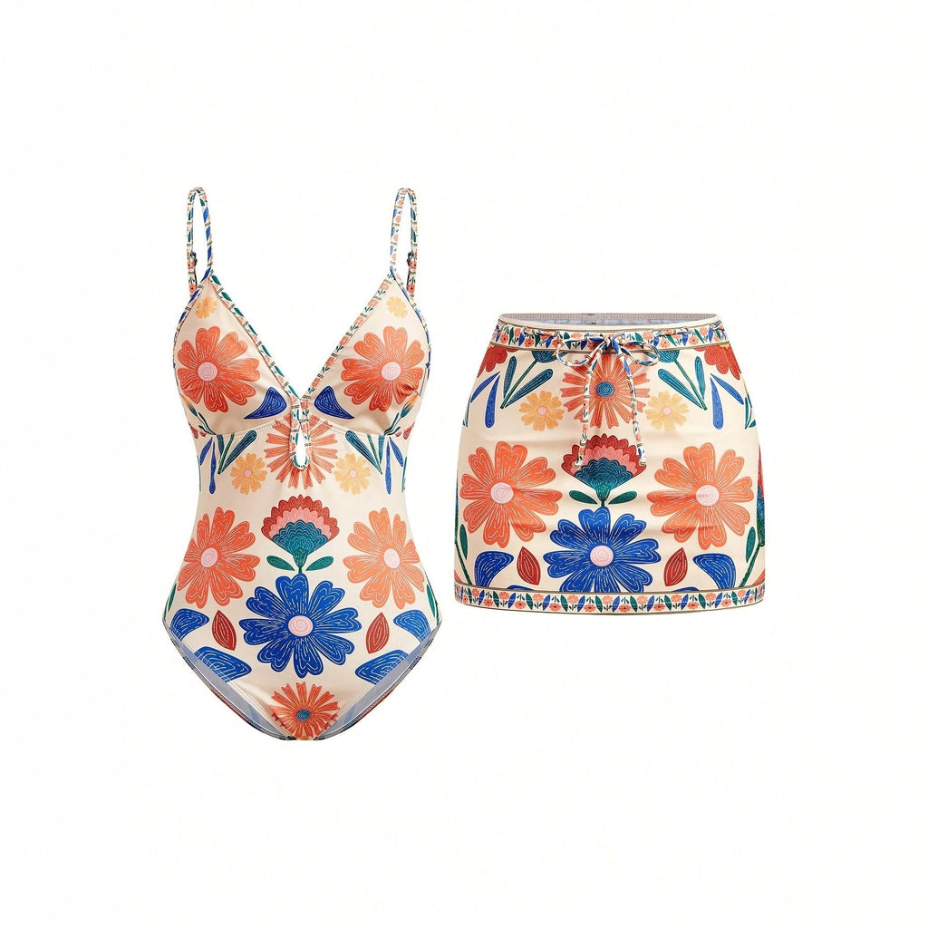 Women's Printed Bohemian Flowy Sling Vacation Style Swimsuit - Che Cose Belle