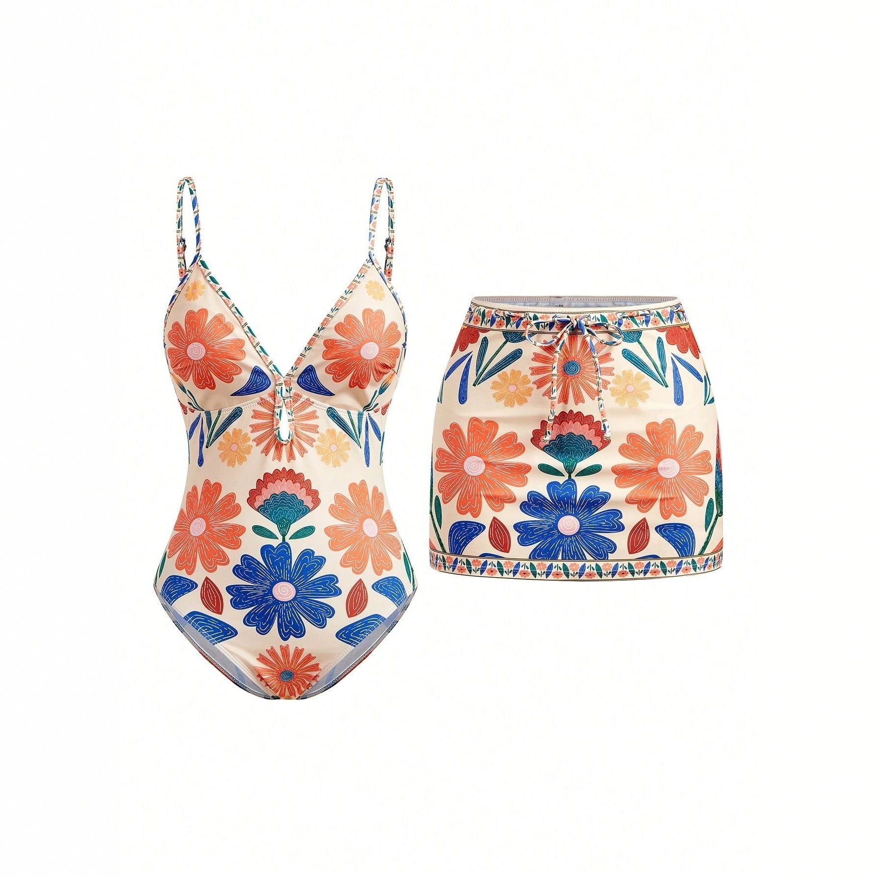 Women's Printed Bohemian Flowy Sling Vacation Style Swimsuit - Che Cose Belle