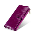 Women's Real Leather Long Clutch Retro Oil Purses - Che Cose Belle