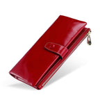 Women's Real Leather Long Clutch Retro Oil Purses - Che Cose Belle
