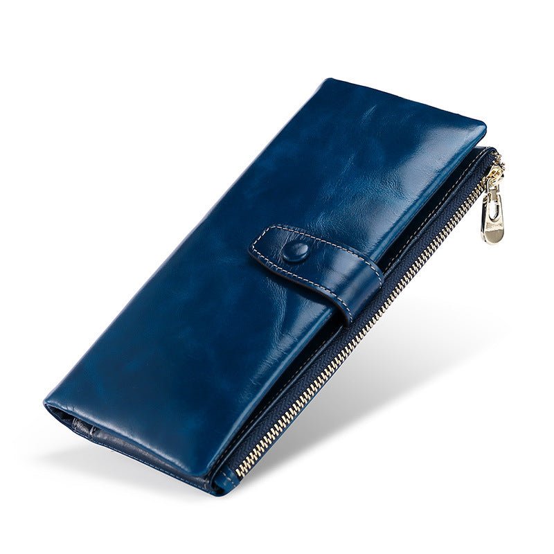 Women's Real Leather Long Clutch Retro Oil Purses - Che Cose Belle
