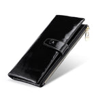Women's Real Leather Long Clutch Retro Oil Purses - Che Cose Belle