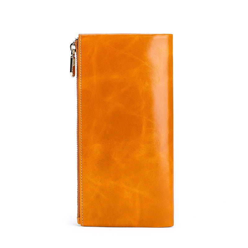 Women's Real Leather Long Clutch Retro Oil Purses - Che Cose Belle