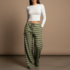 Women's Retro Striped Straight-Leg Drapey Casual Pants - Che Cose Belle