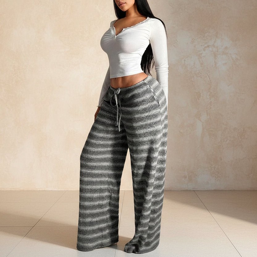 Women's Retro Striped Straight-Leg Drapey Casual Pants - Che Cose Belle