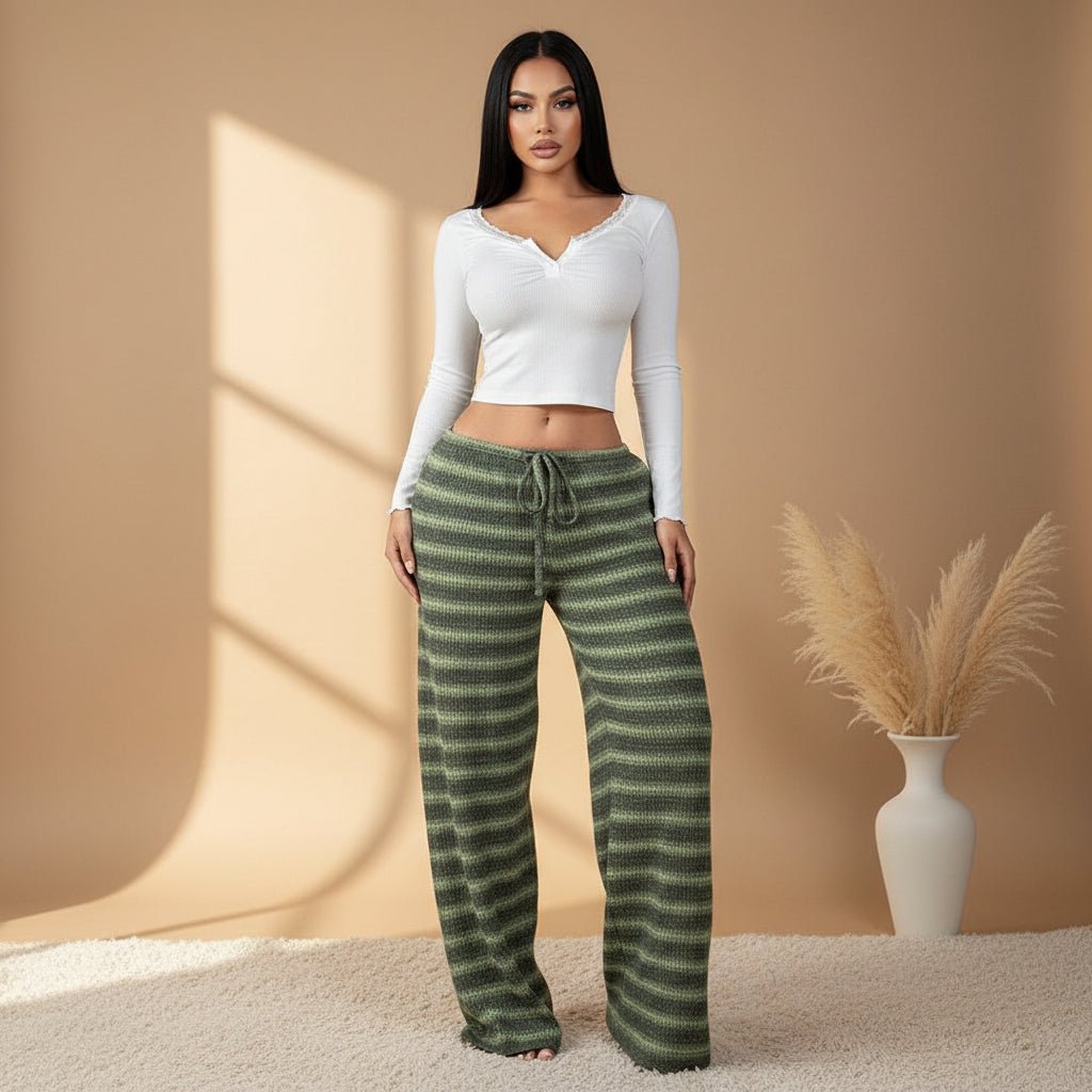 Women's Retro Striped Straight-Leg Drapey Casual Pants - Che Cose Belle
