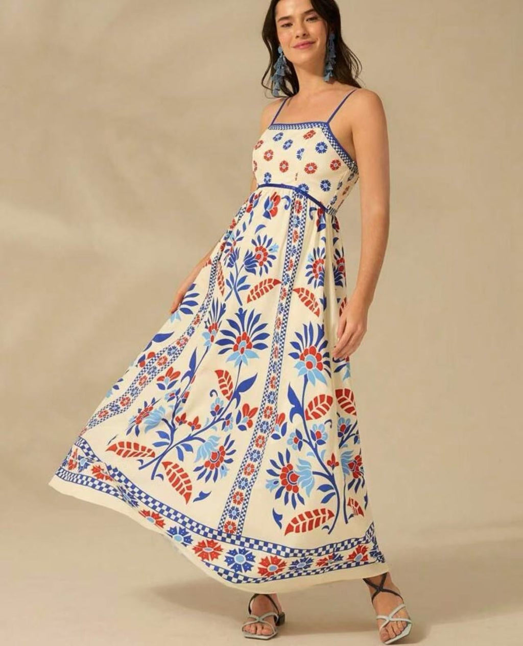 Women's Summer Floral Print Dress - Vacation Style Midi - Che Cose Belle