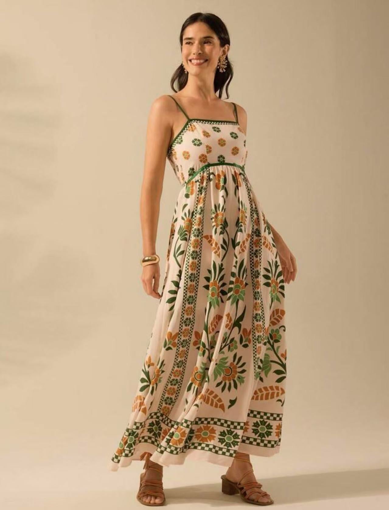 Women's Summer Floral Print Dress - Vacation Style Midi - Che Cose Belle
