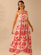 Women's Summer Floral Print Dress - Vacation Style Midi - Che Cose Belle