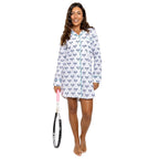 Women's Tennis Navy Night Shirt - Organic Cotton Poplin - Che Cose Belle