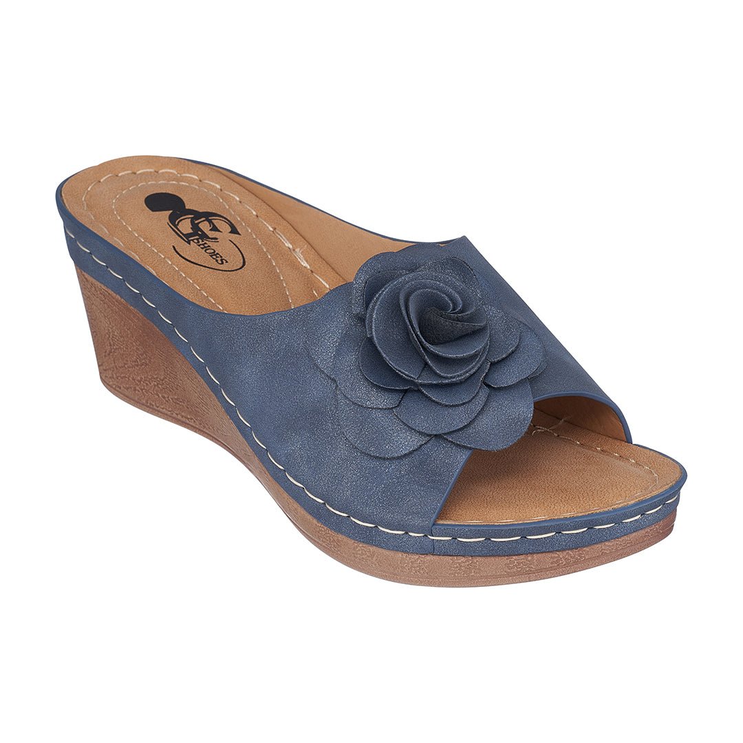 Women's Tokyo Navy Wedge Sandals - Che Cose Belle