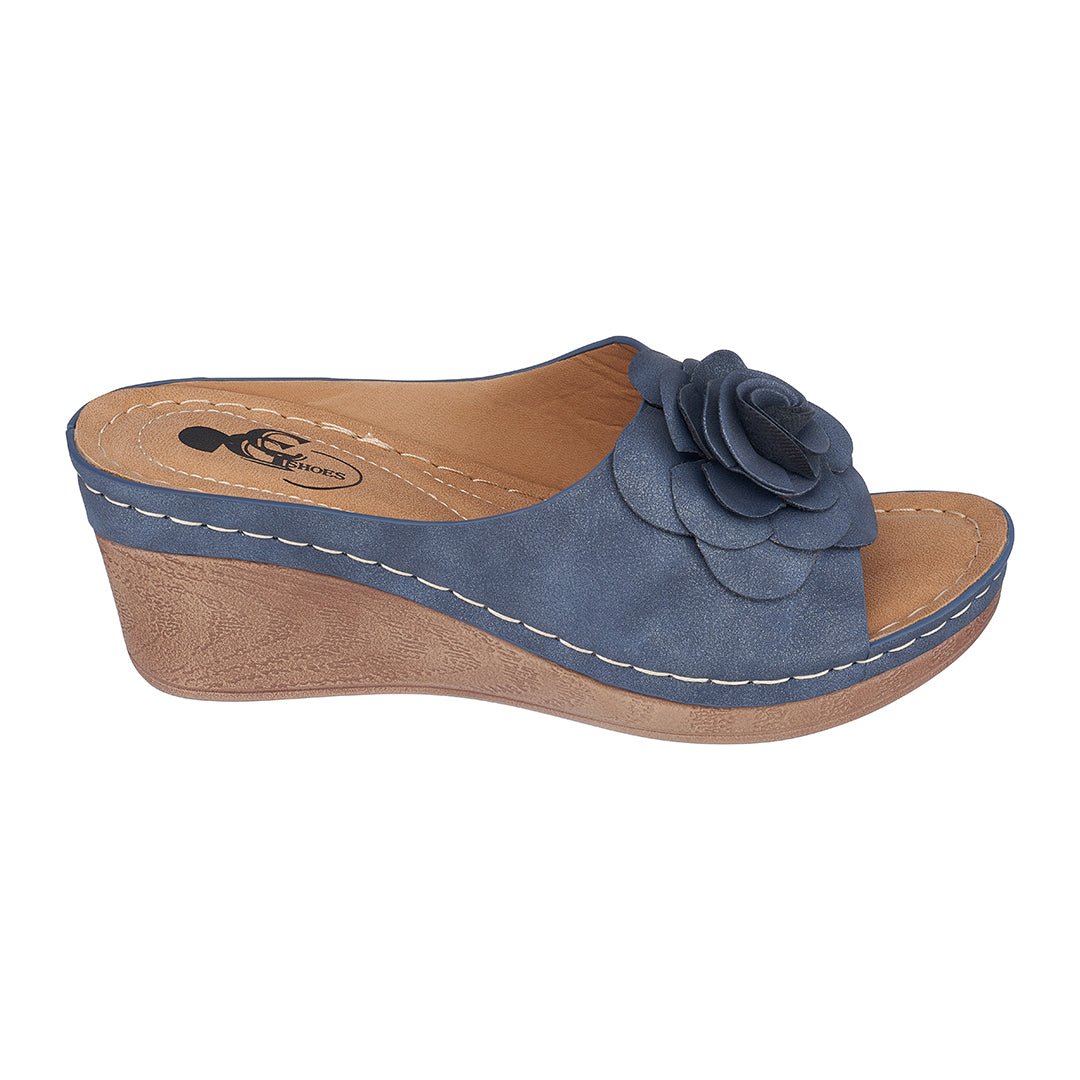 Women's Tokyo Navy Wedge Sandals - Che Cose Belle