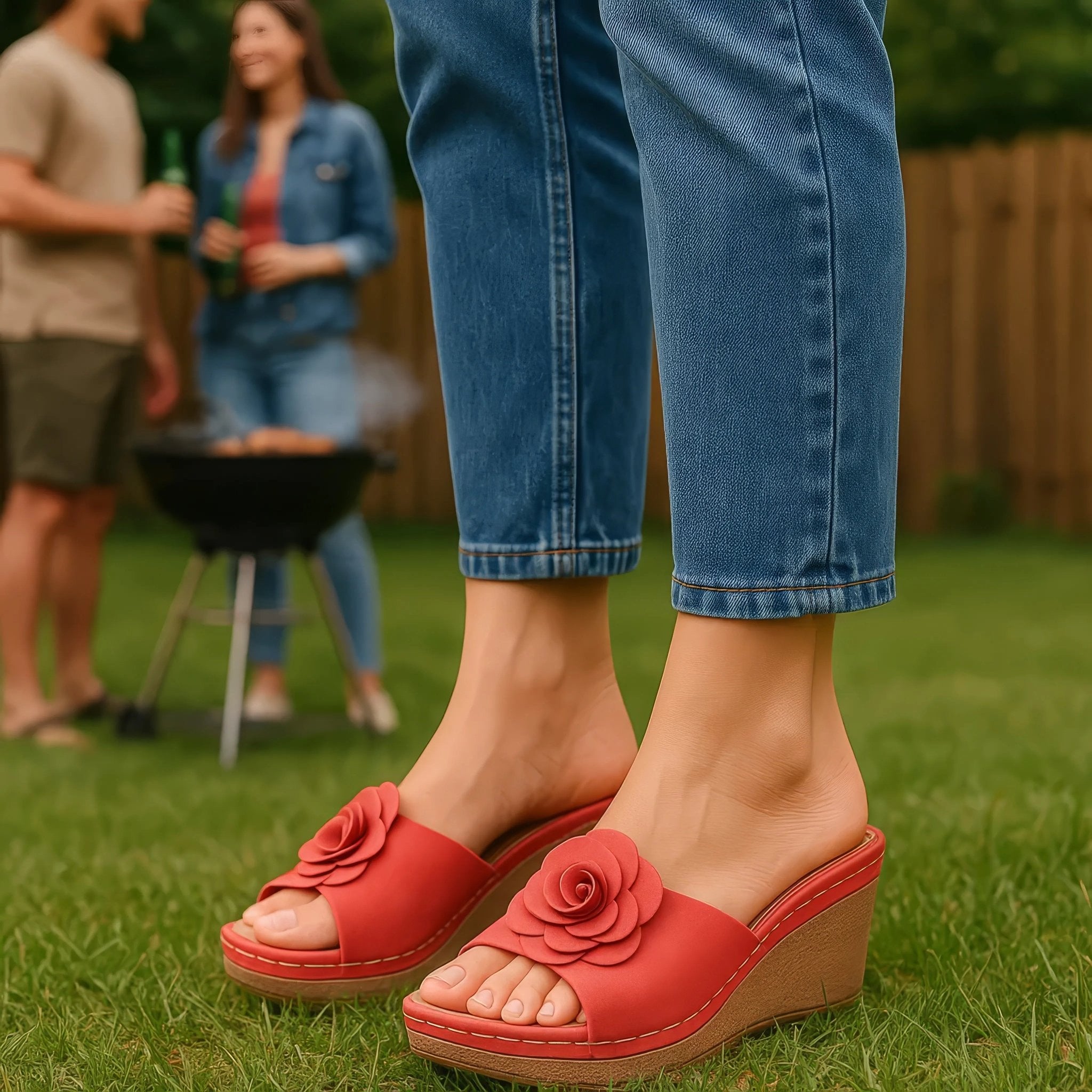 Women's Tokyo Navy Wedge Sandals - Che Cose Belle