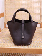 Women's Top Layer Cowhide Leather Portable Vegetable Handbags - Che Cose Belle