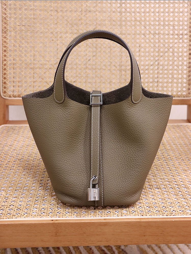 Women's Top Layer Cowhide Leather Portable Vegetable Handbags - Che Cose Belle