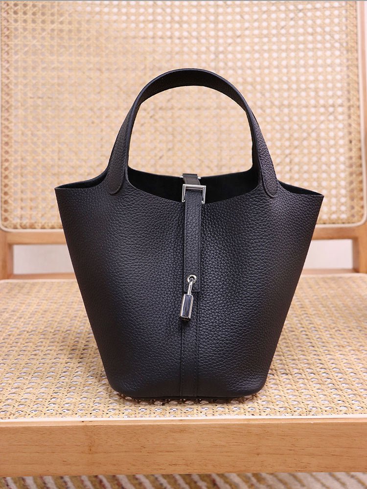 Women's Top Layer Cowhide Leather Portable Vegetable Handbags - Che Cose Belle