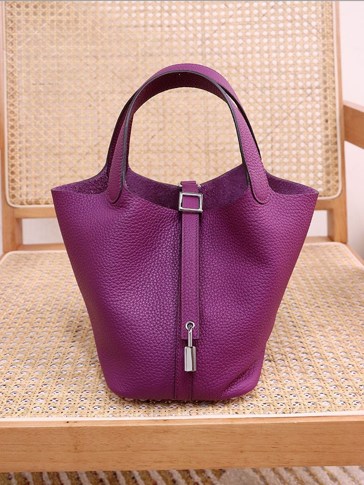 Women's Top Layer Cowhide Leather Portable Vegetable Handbags - Che Cose Belle