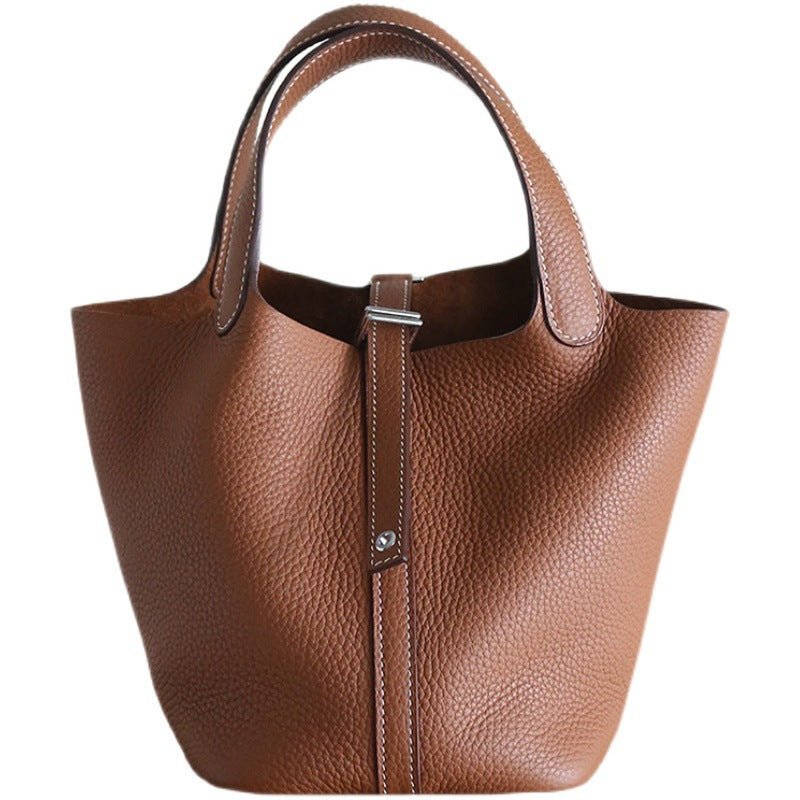 Women's Top Layer Cowhide Leather Portable Vegetable Handbags - Che Cose Belle