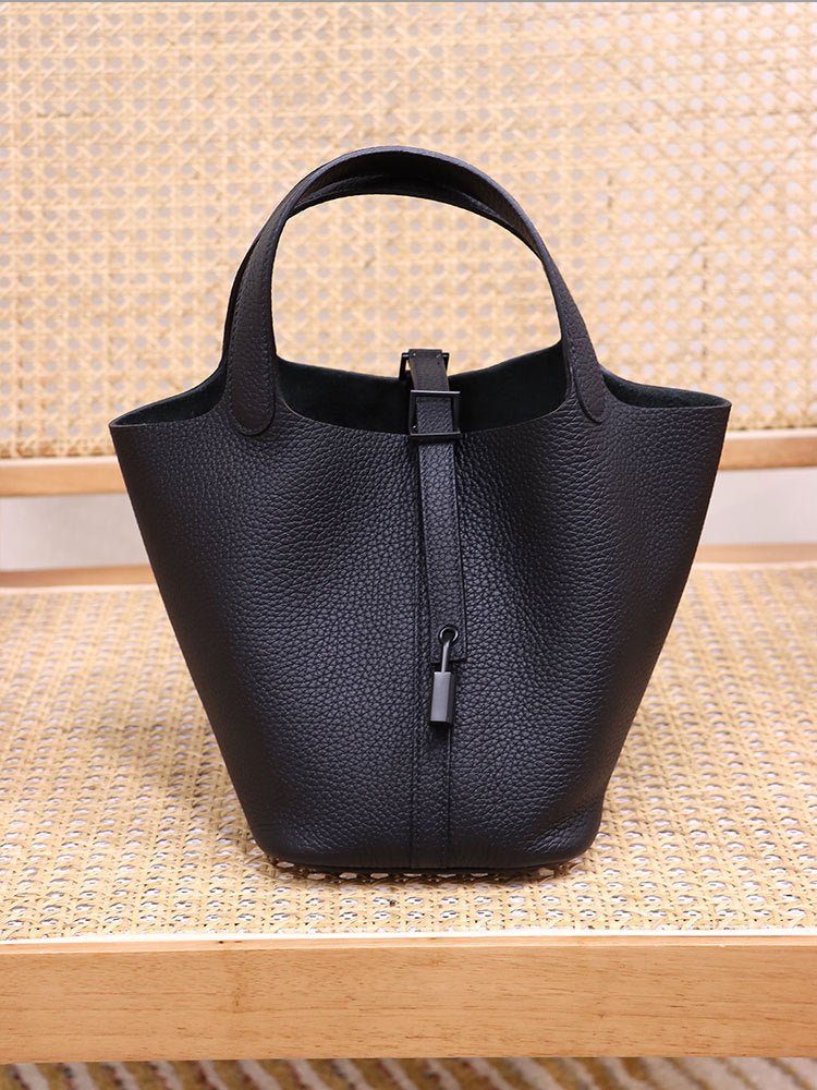 Women's Top Layer Cowhide Leather Portable Vegetable Handbags - Che Cose Belle