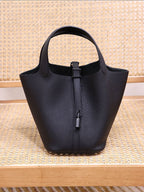 Women's Top Layer Cowhide Leather Portable Vegetable Handbags - Che Cose Belle