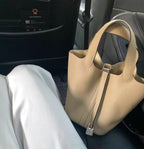 Women's Top Layer Cowhide Leather Portable Vegetable Handbags - Che Cose Belle