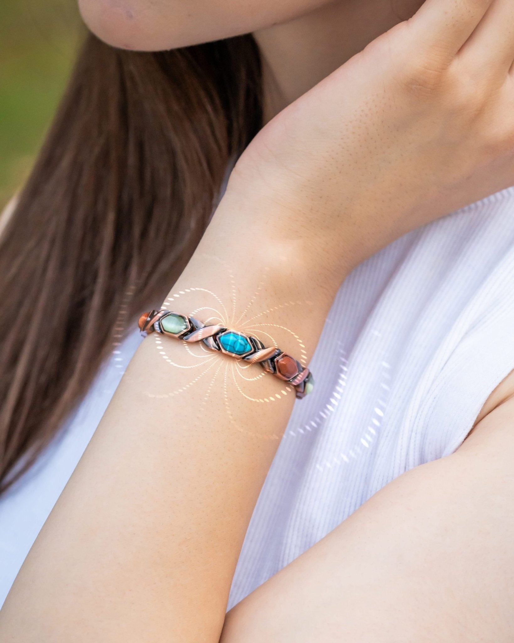 Women's Ultra Strength Pure Copper Magnetic Bracelet (Mixed Stones) - Che Cose Belle