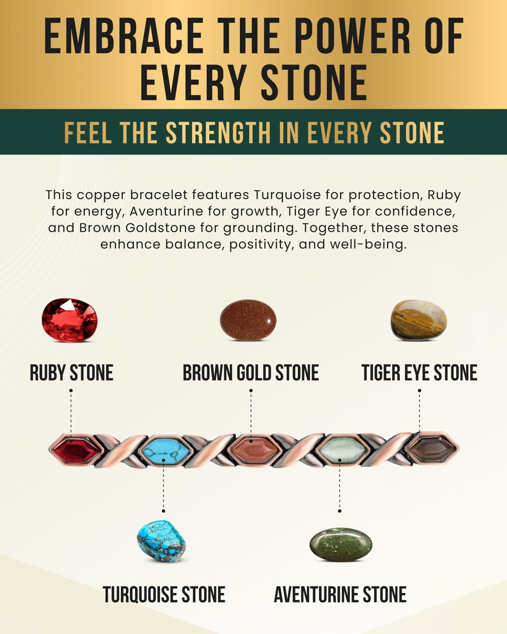 Women's Ultra Strength Pure Copper Magnetic Bracelet (Mixed Stones) - Che Cose Belle