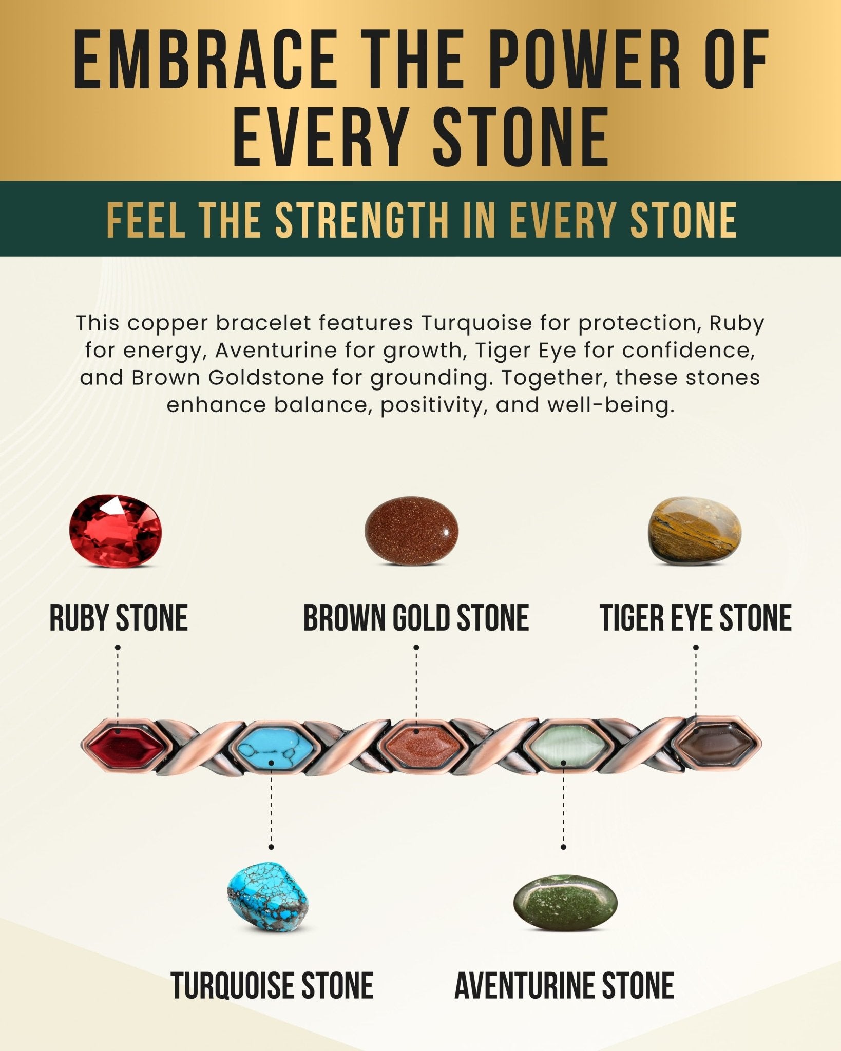 Women's Ultra Strength Pure Copper Magnetic Bracelet (Mixed Stones) - Che Cose Belle