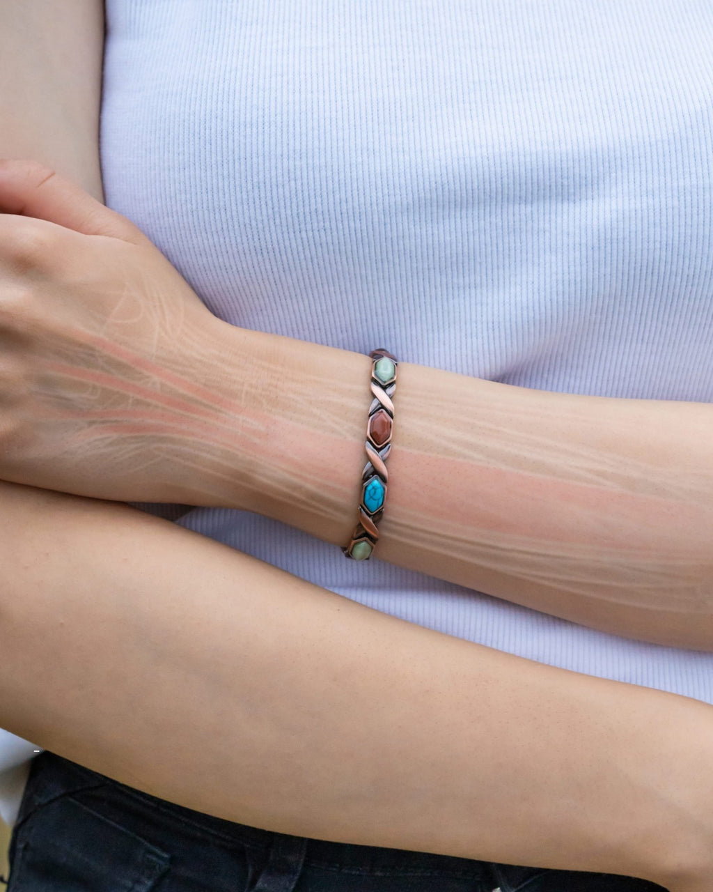 Women's Ultra Strength Pure Copper Magnetic Bracelet (Mixed Stones) - Che Cose Belle