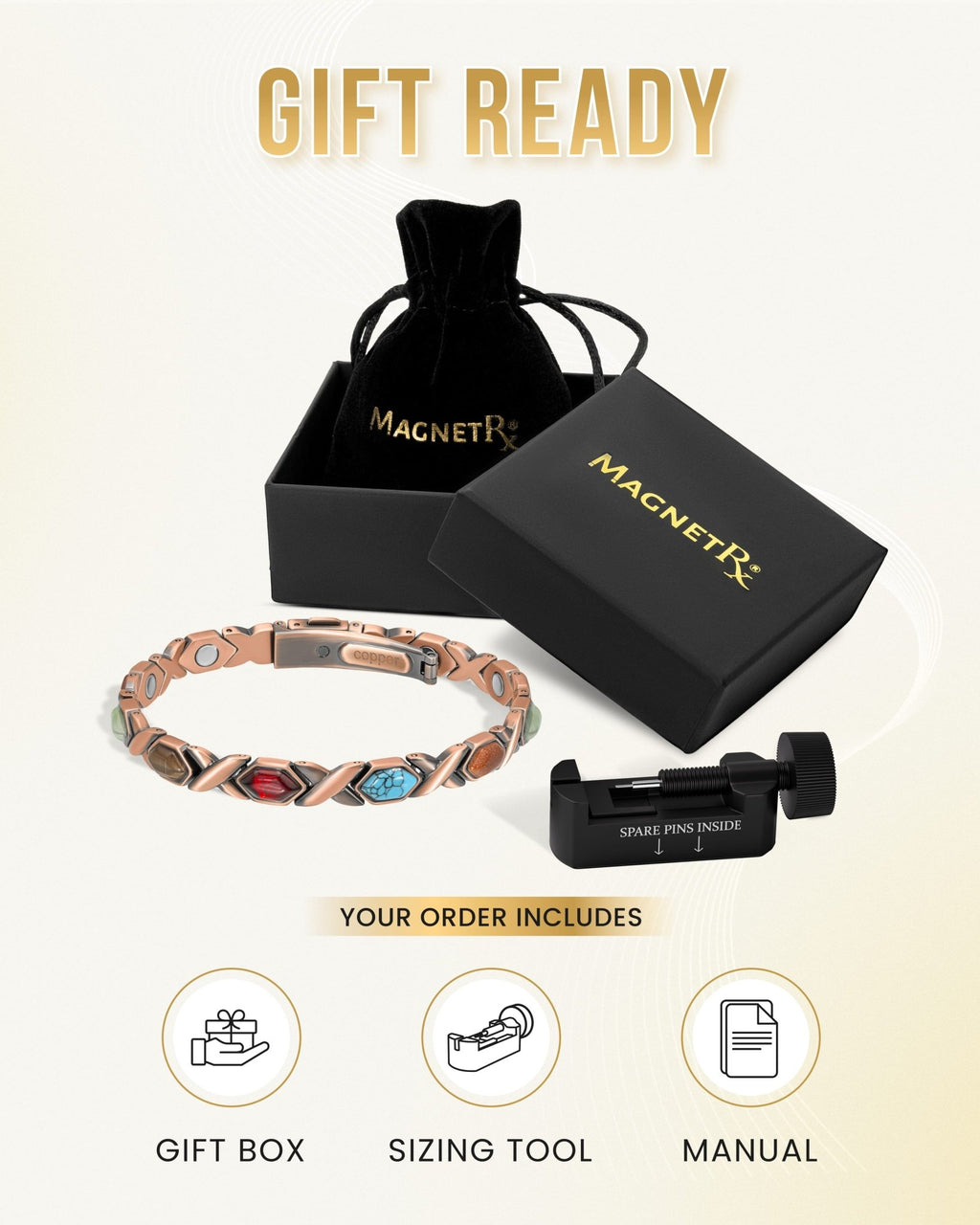 Women's Ultra Strength Pure Copper Magnetic Bracelet (Mixed Stones) - Che Cose Belle