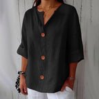 Women's V-Neck Buttoned Blouse - Che Cose Belle