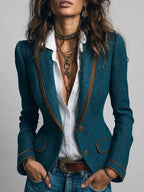 Women's Vintage-Inspired Contrast-Trim Blazer - Che Cose Belle