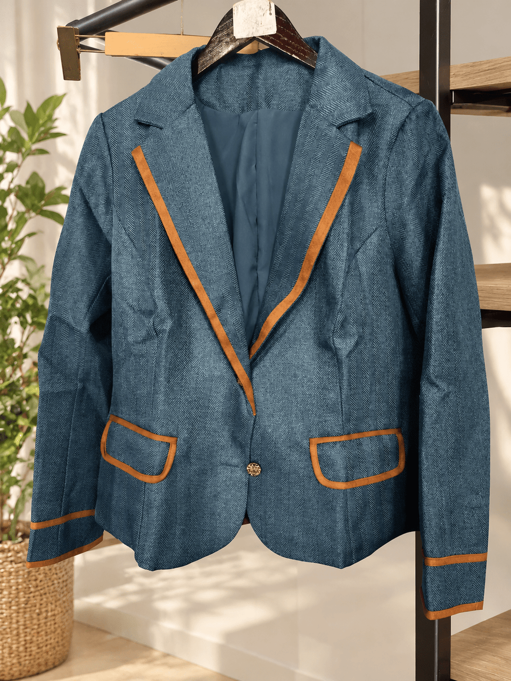 Women's Vintage-Inspired Contrast-Trim Blazer - Che Cose Belle