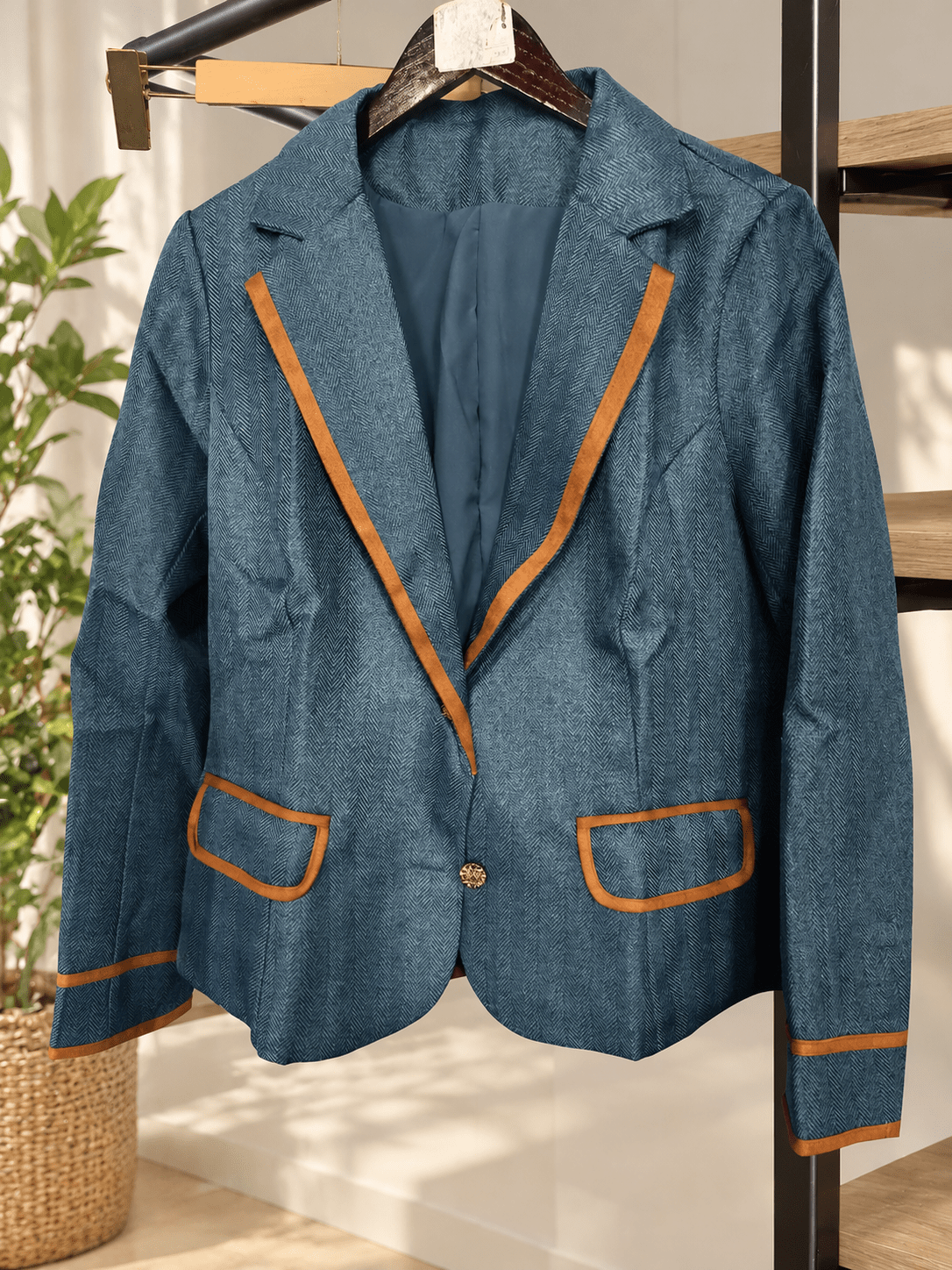 Women's Vintage-Inspired Contrast-Trim Blazer - Che Cose Belle