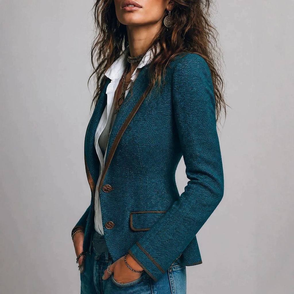Women's Vintage-Inspired Contrast-Trim Blazer - Che Cose Belle