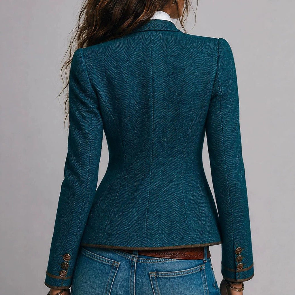 Women's Vintage-Inspired Contrast-Trim Blazer - Che Cose Belle