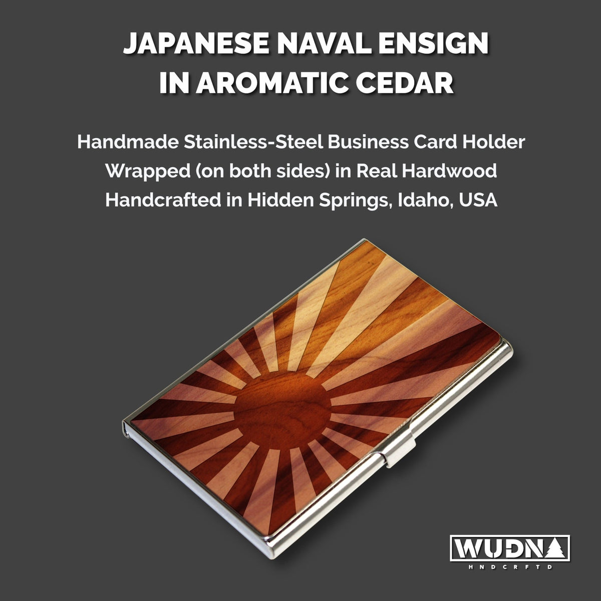 Wooden Business Card Holder Japanese Naval Ensign Flag in Aromatic Cedar - Che Cose Belle