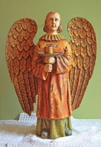 Wooden Hand Carved Angel Figurine. Large Limited Edition, 15, Angel Statue. Stunning Sculpute of Praying Angel. Candle Holder or Art. - Che Cose Belle