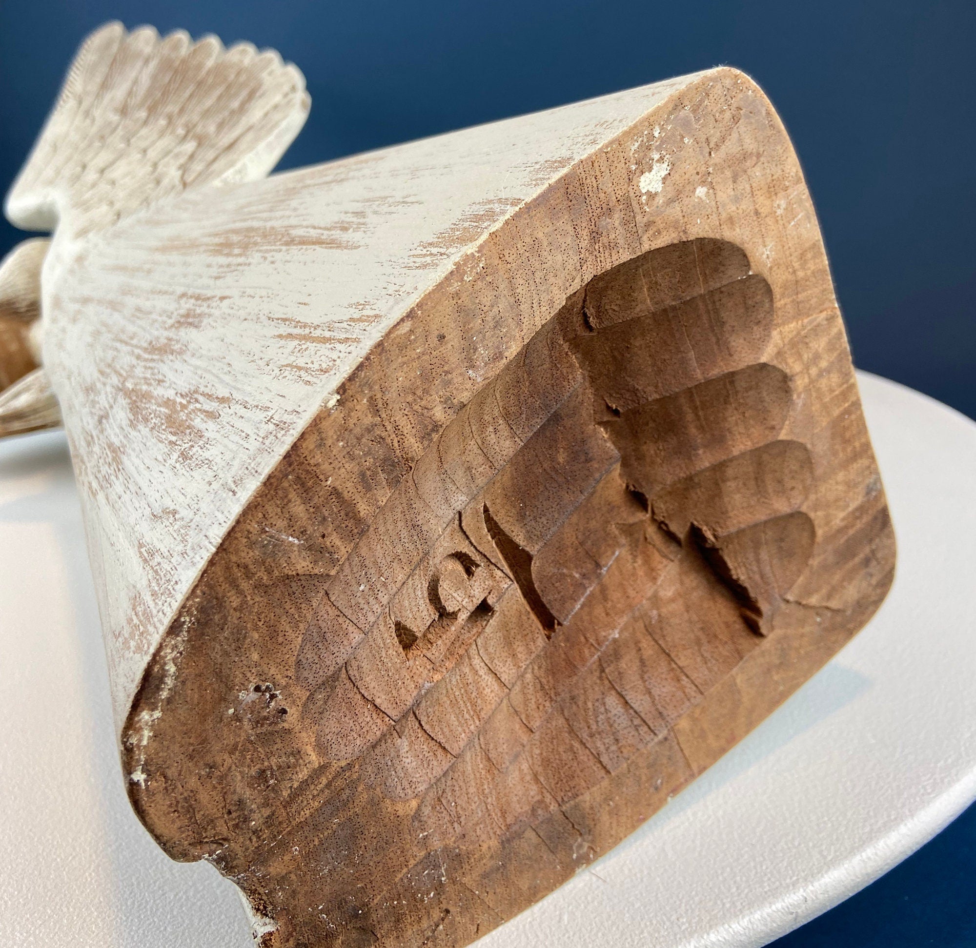 Wooden Hand Carved Angel Figurine. Large Limited Edition, 15, Angel Statue. Stunning Sculpute of Praying Angel. Candle Holder or Art. - Che Cose Belle